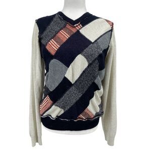 Vintage Pazzo Size XL Patchwork Quilt Wool Blend Pullover Sweater‎